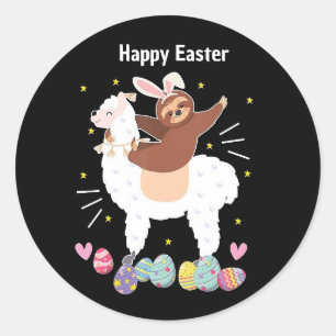 Happy Easter Sloth en llama sticker