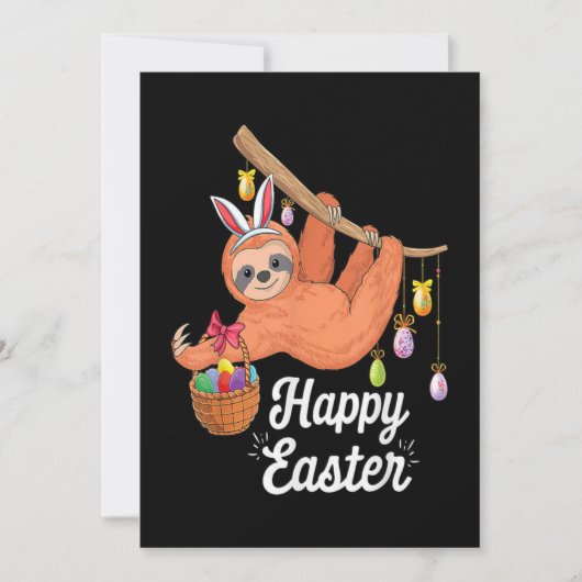 Happy Easter Sloth Flat Holiday Kaart (Voorkant)