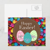 Happy Easter smarties chocolade snoep regenboog Feestdagenkaart (Voorkant / Achterkant)
