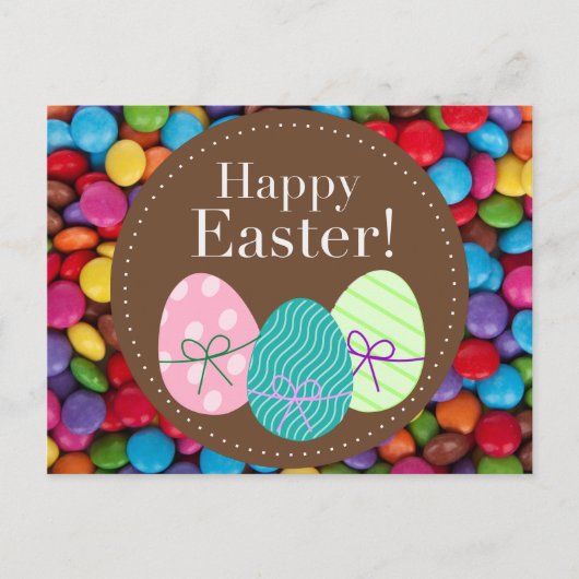 Happy Easter smarties chocolade snoep regenboog Feestdagenkaart (Voorkant)