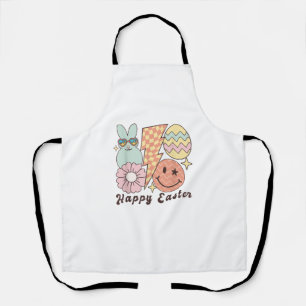 Happy Easter Smile Face Retro Hippie Konijn Schort