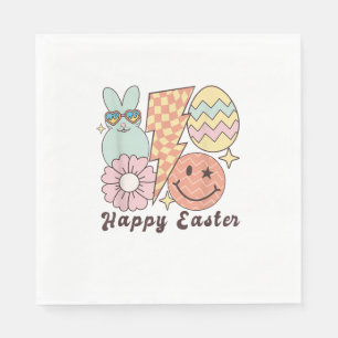 Happy Easter Smile Face Retro Hippie Konijn Servet