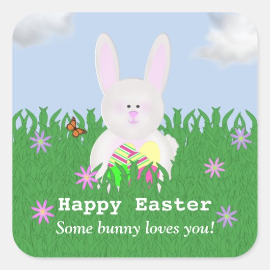 Happy Easter: sommige konijntjes houden van je Sti Vierkante Sticker (Voorkant)