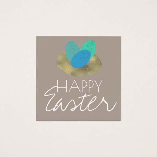 Happy Easter Speckled Egg Easter Nest Thank You Vierkante Visitekaartjes (Voorkant)