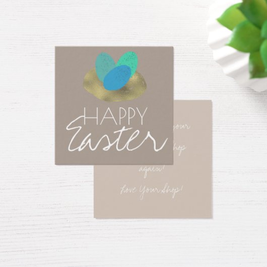 Happy Easter Speckled Egg Easter Nest Thank You Vierkante Visitekaartjes (Bureau)