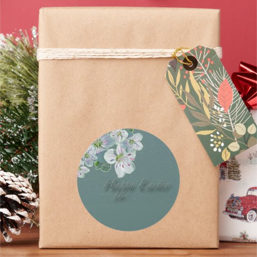 Happy Easter Spring Beauty Wilde flower Classic Ro Ronde Sticker (Feestdagen)