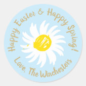 Happy Easter Spring bleek blauw schattig dagboek Ronde Sticker (Voorkant)