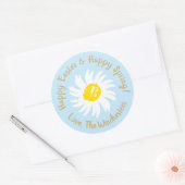 Happy Easter Spring bleek blauw schattig dagboek Ronde Sticker (Envelop)