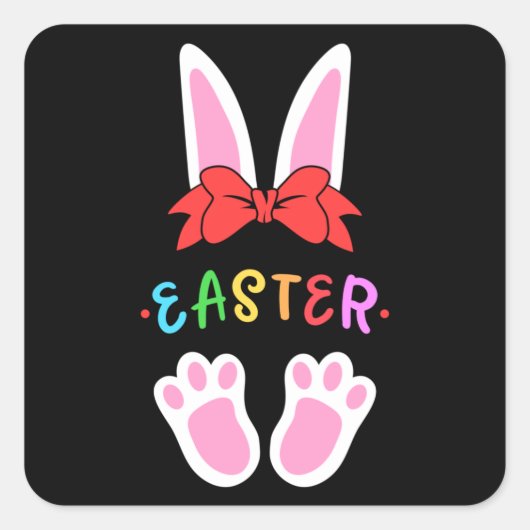 Happy Easter Spring Bunny Easter Egg Funny Gift Vierkante Sticker (Voorkant)