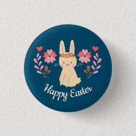 Happy Easter Spring Bunny Ronde Button 3,2 Cm