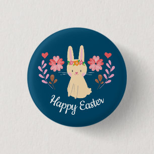 Happy Easter Spring Bunny Ronde Button 3,2 Cm