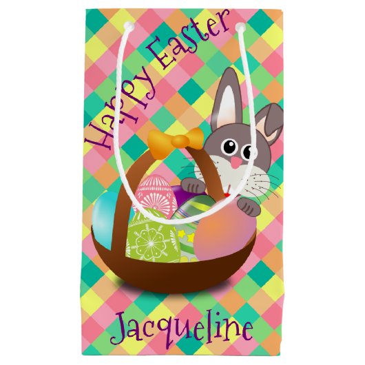 Happy Easter Spring Checkerboard op maat Klein Cadeauzakje (Voorkant)