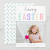 Happy Easter Spring Colors Pastel Foto Feestdagenkaart (Voorkant / Achterkant)
