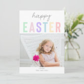 Happy Easter Spring Colors Pastel Foto Feestdagenkaart (Staand voorkant)