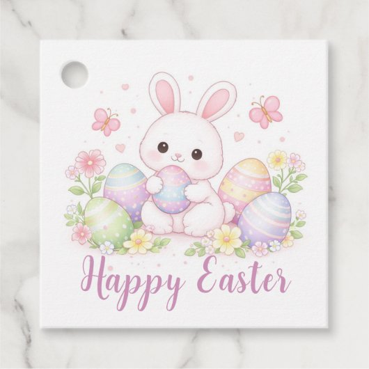 Happy Easter Spring Design - Cute Easter Bunny  Bedankjes Labels (Voorkant)