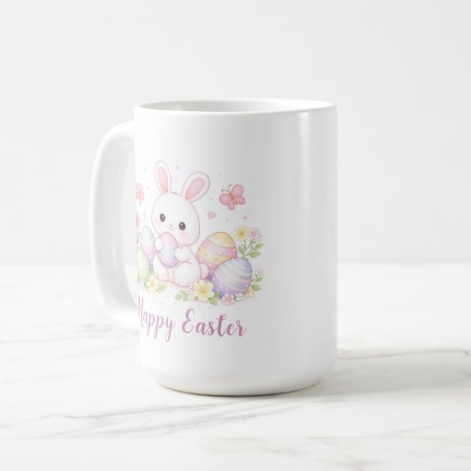 Happy Easter Spring Design - Cute Easter Bunny Koffiemok (Voorkant links)