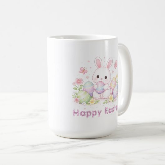 Happy Easter Spring Design - Cute Easter Bunny Koffiemok (Voorkant rechts)