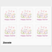 Happy Easter Spring Design - Cute Easter Bunny  Vierkante Sticker (Vel)