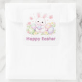 Happy Easter Spring Design - Cute Easter Bunny Vierkante Sticker (Tas)
