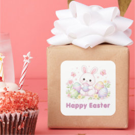 Happy Easter Spring Design - Cute Easter Bunny  Vierkante Sticker