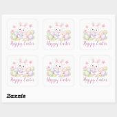Happy Easter Spring Design - Cute Easter Bunny  Vierkante Sticker (Vel)