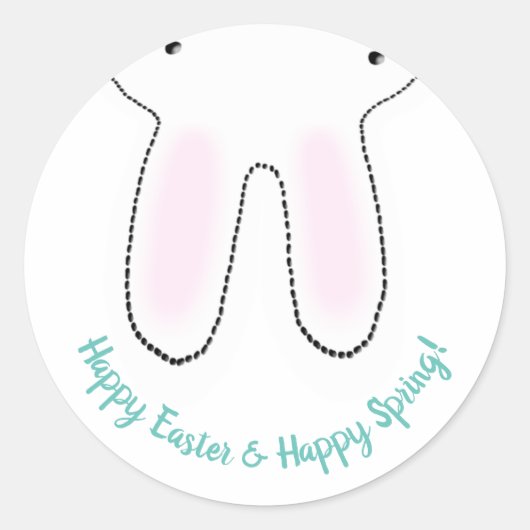Happy Easter Spring Easter Bunny aangepast leuk gr Ronde Sticker (Voorkant)