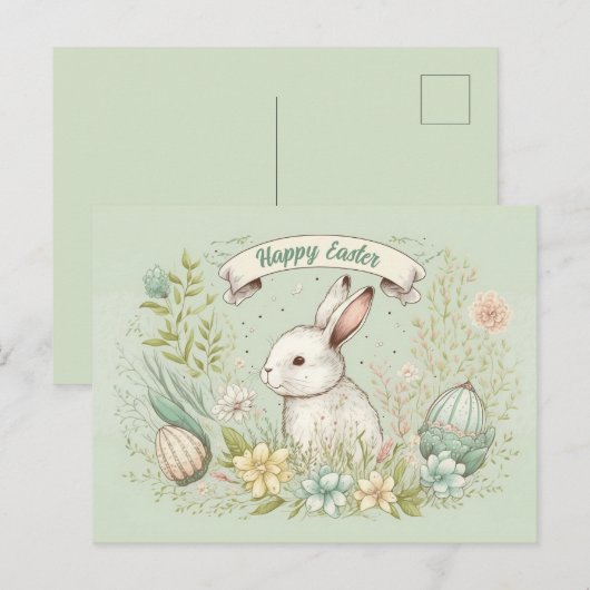 Happy Easter Spring flower-illustratie Briefkaart (Voorkant / Achterkant)