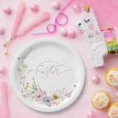 Happy Easter Spring Flower Wreate Papieren Bordje (Feest)