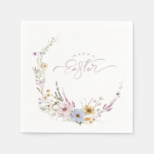 Happy Easter Spring Flower Wreate Servet (Voorkant)