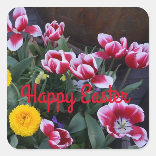 Happy Easter Spring Flowers #4 Stickers (Voorkant)