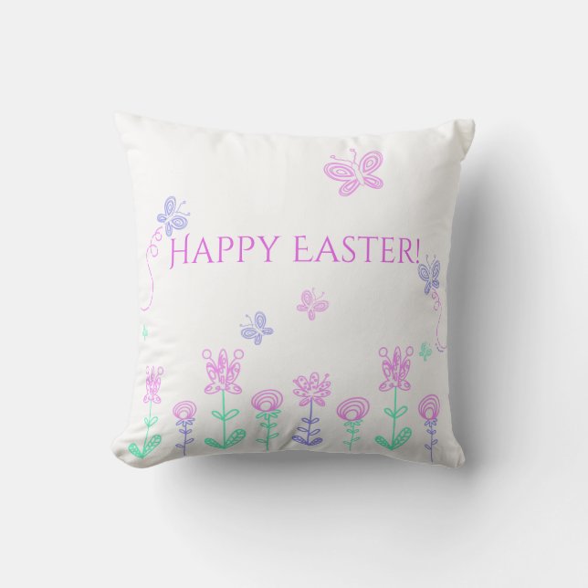 Happy Easter Spring Garden Pillow Kussen (Voorkant)