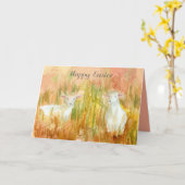 Happy Easter Spring Lammetjes Boerderij weideveld Kaart (Gele Bloem)