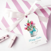 Happy Easter Spring Tulip Blue Ribbon Cadeaulabel