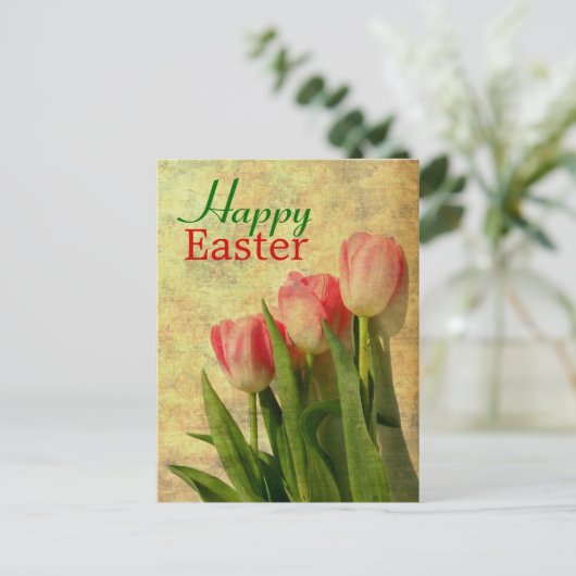 Happy Easter Spring Tulpen Briefkaarten (Staand voorkant)