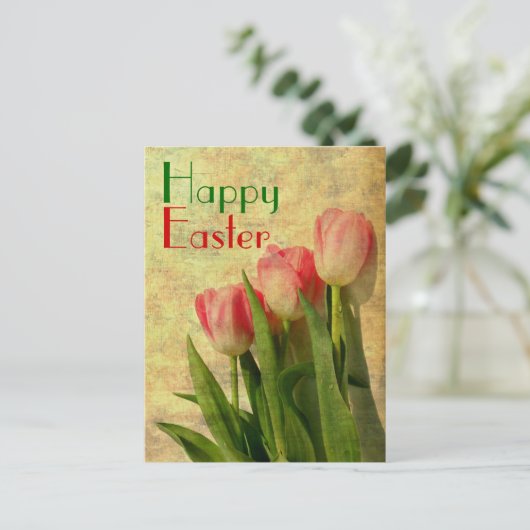 Happy Easter Spring Tulpen Briefkaarten (Staand voorkant)
