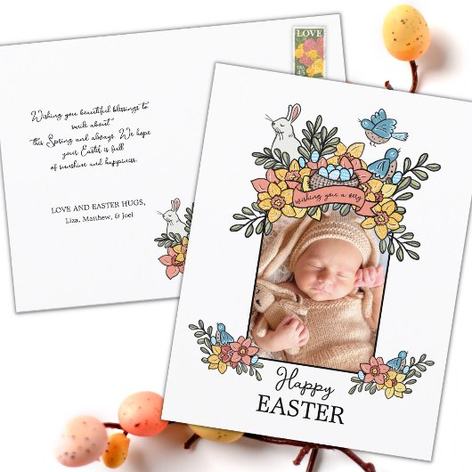 Happy Easter Springtime-foto Feestdagenkaart