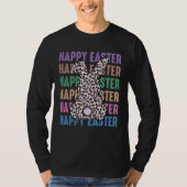 Happy Easter Stacked Cheetah Leopard Bunny Rabbit  T-shirt (Voorkant)