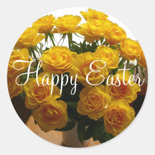 Happy Easter Sticker Yellow Rose (Voorkant)