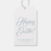 Happy Easter-stoffige blauwe aangepaste script sch Cadeaulabel (Voorkant)