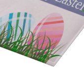 Happy Easter Striped Easter Eggs Glas Snijplank (Hoek)