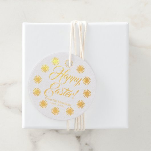Happy Easter sun border aangepaste script vrolijk  Bedankjes Labels (Met doos)