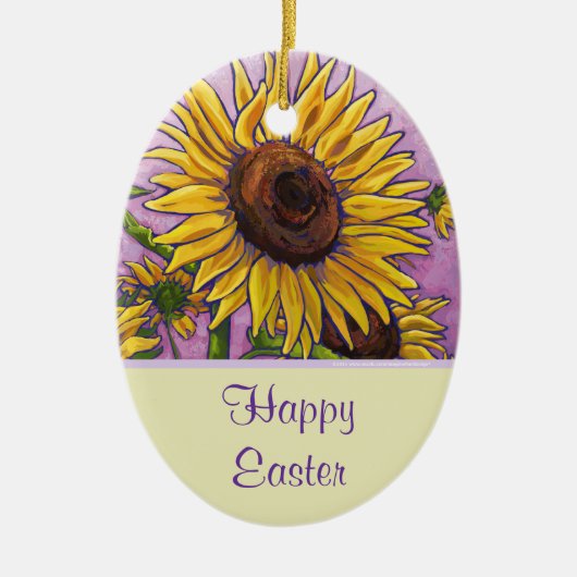 Happy Easter Sunflower Decoration Keramisch Ornament (Voorkant)