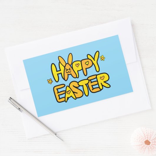 Happy Easter Sunny Springtime Rechthoekige Sticker (Envelop)