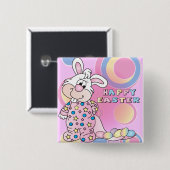 Happy Easter Sweet Bunny Girl met eieren Vierkante Button 5,1 Cm (Voorkant /achterkant)