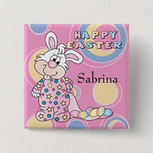 Happy Easter Sweet Bunny Girl Vierkante Button 5,1 Cm (Voorkant)