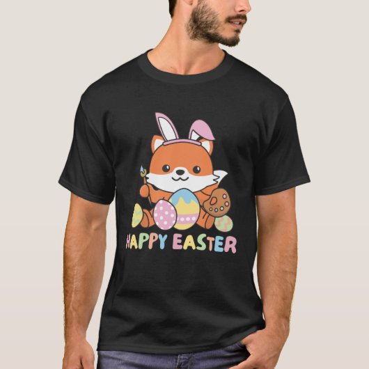 Happy Easter Sweet Fox For Easter With Easter Eggs T-shirt (Voorkant)
