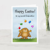 Happy Easter sweet Godmother -Schattige Bunny jong Feestdagen Kaart (Voorkant)