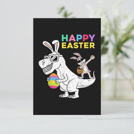 Happy Easter T Rex Dino Kaart (Staand voorkant)