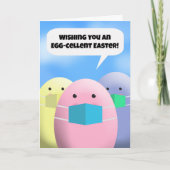 Happy Easter Talking Eggs in Coronavirusmaskers Feestdagen Kaart (Voorkant)