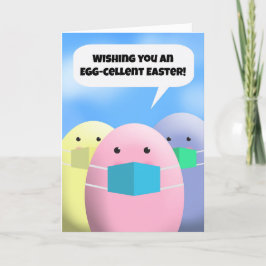 Happy Easter Talking Eggs in Coronavirusmaskers Feestdagen Kaart